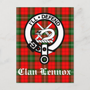 Klan Lennox Vapensköld Badge & Tartan Vykort