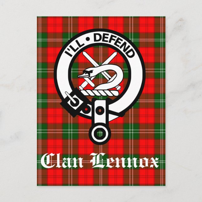 Klan Lennox Vapensköld Badge & Tartan Vykort (Framsida)