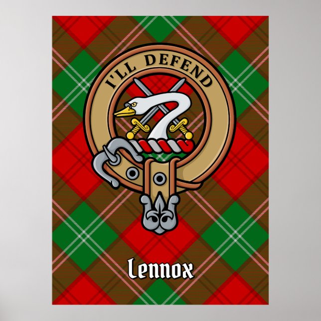 Klan Lennox Vapensköld över Tartan Poster (Framsidan)
