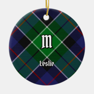 Klan Leslie Hunting Tartan Julgransprydnad Keramik