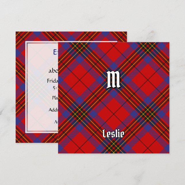 Klan Leslie Red Tartan Inbjudningar (Fram/baksida)