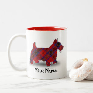 Klan Leslie Red Tartan Scottish Terrier Två-Tonad Mugg