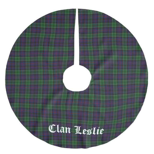 Klan Leslie Tartan Play Anpassade Julgransmatta Borstad Polyester (Framsidan)