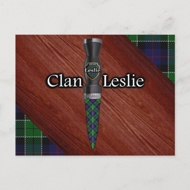 Klan Leslie Tartan Sgian Dubh Blade Vykort (Framsida)