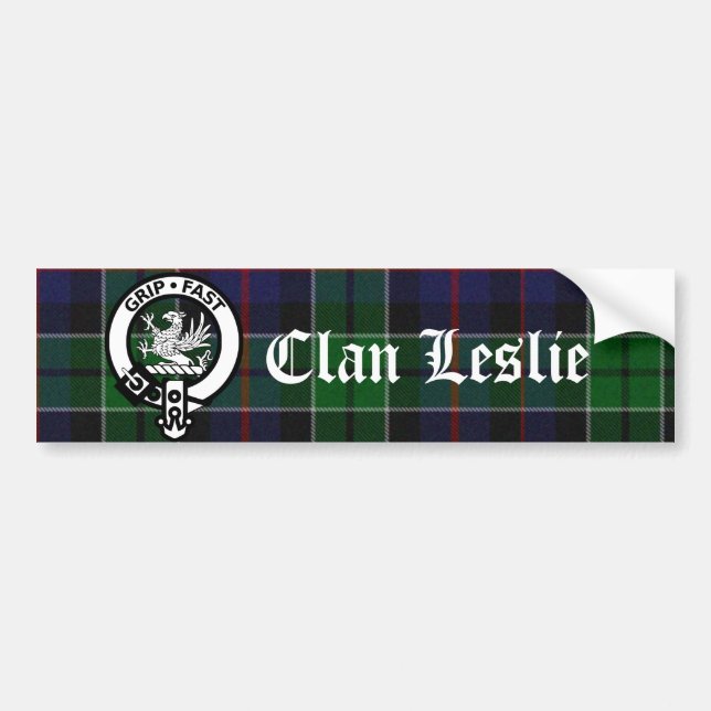 Klan Leslie Tartan & Vapensköld Bumper Sticker Bildekal (Framsidan)