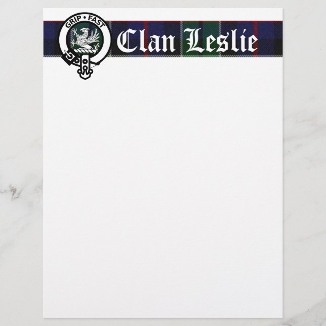 Klan Leslie Tartan & Vapensköld Letterhead (Framsida)