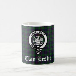 Klan Leslie Vapensköld Badge och Tartan Kaffemugg