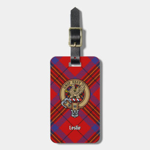 Klan Leslie Vapensköld över Red Tartan Bagagebricka