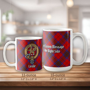 Klan Leslie Vapensköld över Red Tartan Kaffemugg