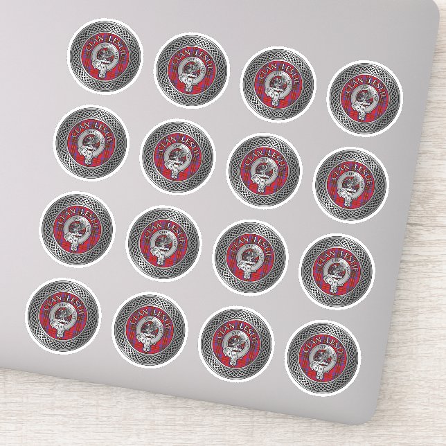 Klan Leslie Vapensköld & Tartan Knot Klistermärken (Detalj)