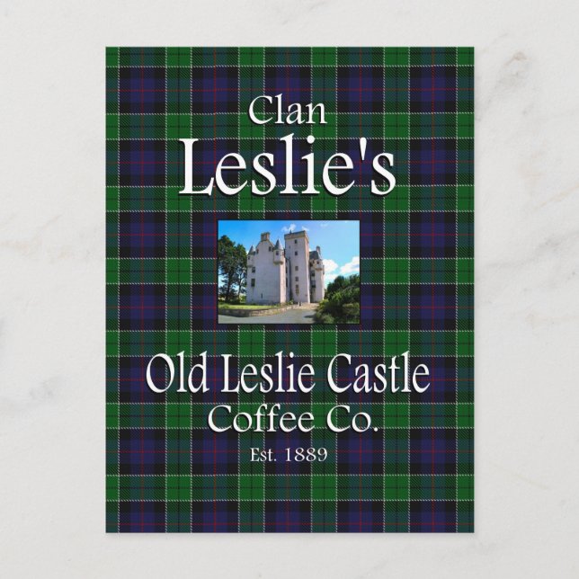 Klan Leslies gamla Leslie Castle Coffee Co. Vykort (Framsida)
