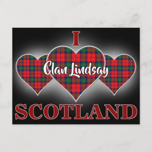 Klan Lindsay I Kärlek Scotland Tartan Heart Vykort