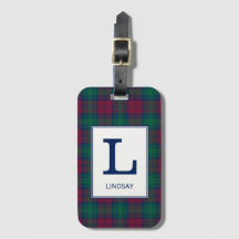 Klan Lindsay Tartan Monogrammed