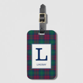 Klan Lindsay Tartan Monogrammed Bagagebricka