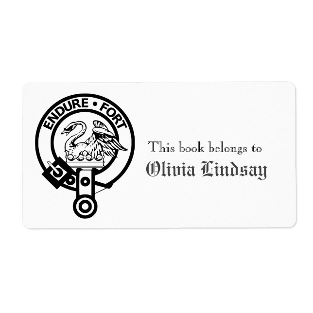 Klan Lindsay Vapensköld Anpassningsbar Bookplate Fraktsedel (Framsidan)