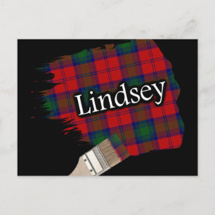 Klan Lindsey Lindsay Scottish Tartan Paint Brush Vykort