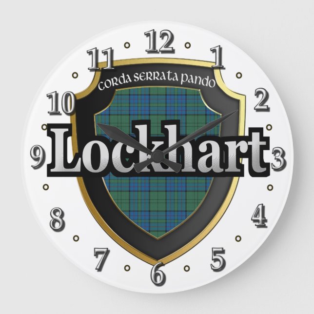 Klan Lockhart Tartan Scottish Dream Clock Stor Klocka (Framsida)