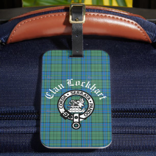 Klan Lockhart Vapensköld Badge & Tartan Bagagebricka