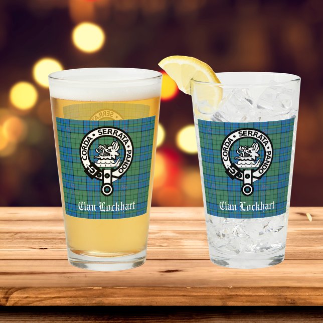 Klan Lockhart Vapensköld Badge & Tartan Glaskopp (Skapare uppladdad)