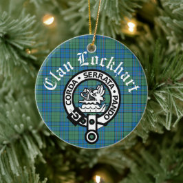 Klan Lockhart Vapensköld Badge & Tartan Julgransprydnad Keramik