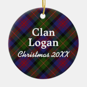 Klan Logan Scottish Tartan Julgransprydnad Keramik