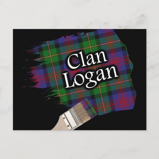 Klan Logan Scottish Tartan Paint Brush Vykort (Framsida)