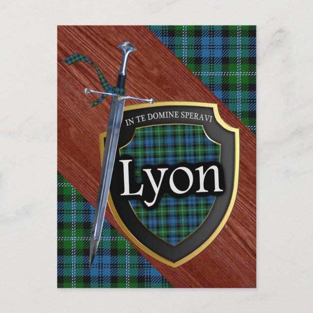 Klan Lyon Tartan Sword & Shield Vykort (Framsida)