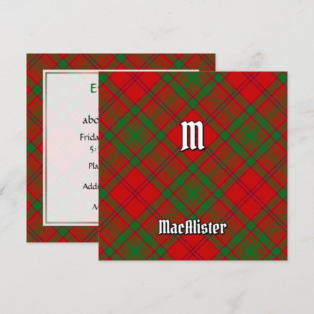 Klan MacAlister av Glenbarr Tartan Inbjudningar (Fram/baksida)