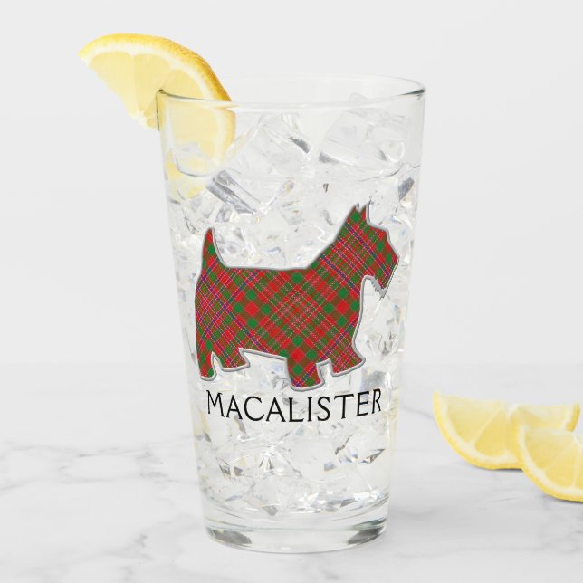 Klan MacAlister Tartan Scottie Hund Glaskopp (Framsida Ice)
