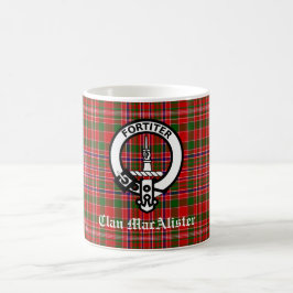 Klan MacAlister Vapensköld Badge och Tartan Kaffemugg