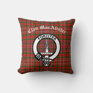 Klan MacAlister Vapensköld Badge & Tartan Kudde