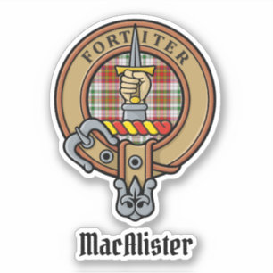 Klan MacAlister-Vapensköld över Dress Tartan Stick Klistermärken