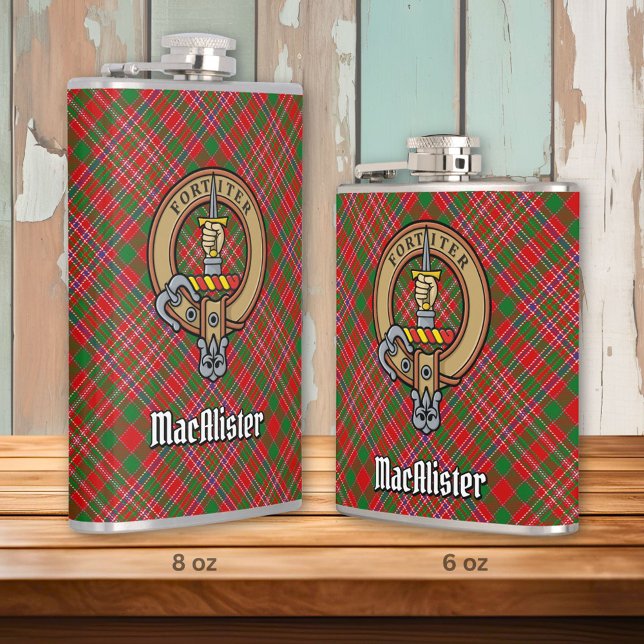 Klan MacAlister-Vapensköld över Tartan Fickplunta (Skapare uppladdad)