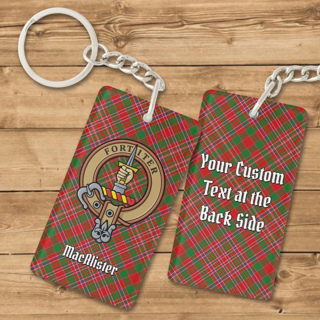Klan MacAlister-Vapensköld över Tartan Keychain (Skapare uppladdad)