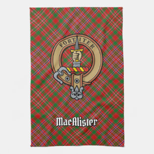 Klan MacAlister-Vapensköld över Tartan Kitchen Tow Kökshandduk