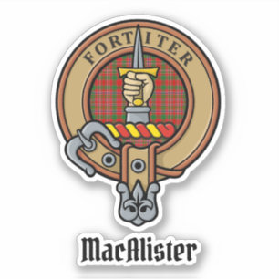 Klan MacAlister-Vapensköld över Tartan Sticker Klistermärken