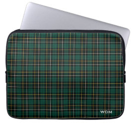 Klan MacAlpine Tartan Mörk grönt Play Monogrammed Laptop Fodral
