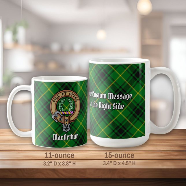 Klan MacArthur Vapensköld över Tartan Kaffemugg (Skapare uppladdad)