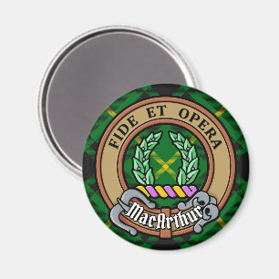 Klan MacArthur Vapensköld över Tartan Magnet