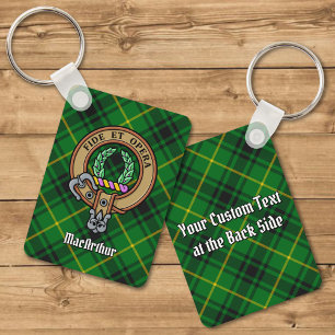 Klan MacArthur Vapensköld över Tartan Nyckelring