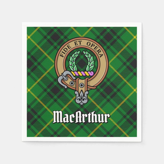 Klan MacArthur Vapensköld över Tartan Pappersservett (Framsidan)