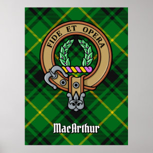 Klan MacArthur Vapensköld över Tartan Poster