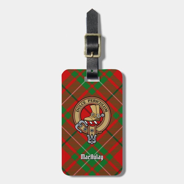 Klan MacAulay-Vapensköld över Tartan Bagagebricka (Vertikal Framsida)