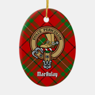 Klan MacAulay-Vapensköld över Tartan Julgransprydnad Keramik