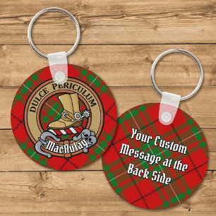 Klan MacAulay-Vapensköld över Tartan Keychain Nyckelring