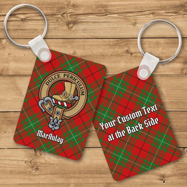 Klan MacAulay-Vapensköld över Tartan Keychain Nyckelring (Skapare uppladdad)
