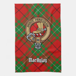 Klan MacAulay Vapensköld över Tartan Kitchen Towel Kökshandduk