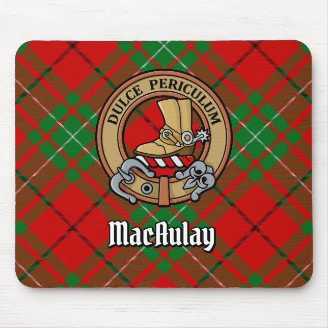 Klan MacAulay-Vapensköld över Tartan Musmatta (Framsidan)