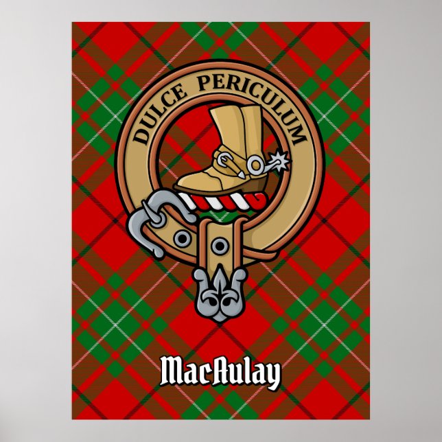Klan MacAulay-Vapensköld över Tartan Poster (Framsidan)