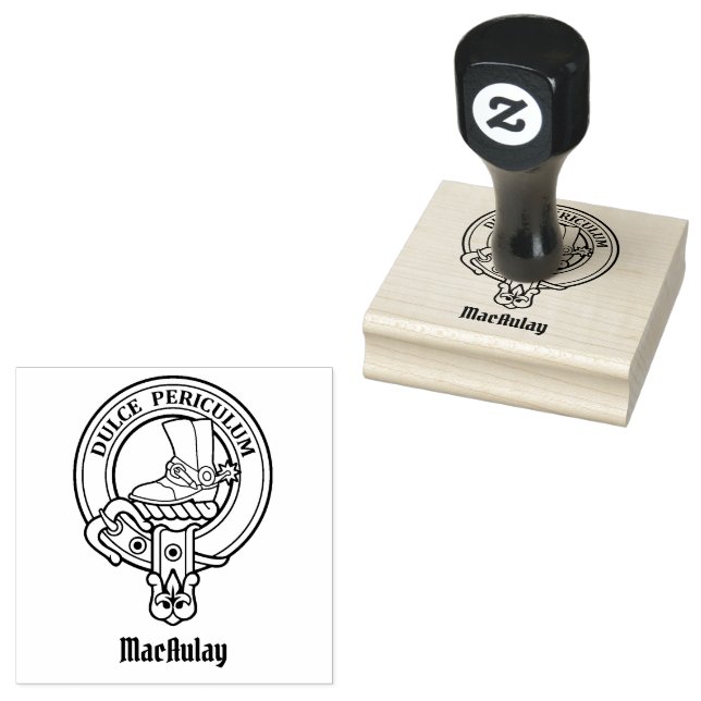 Klan MacAulay Vapensköld Rubber Frimärke Stämpel (Stämplad)